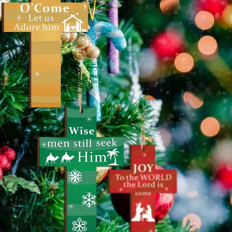 🌲🌲Hanging Wooden Cross Decoration