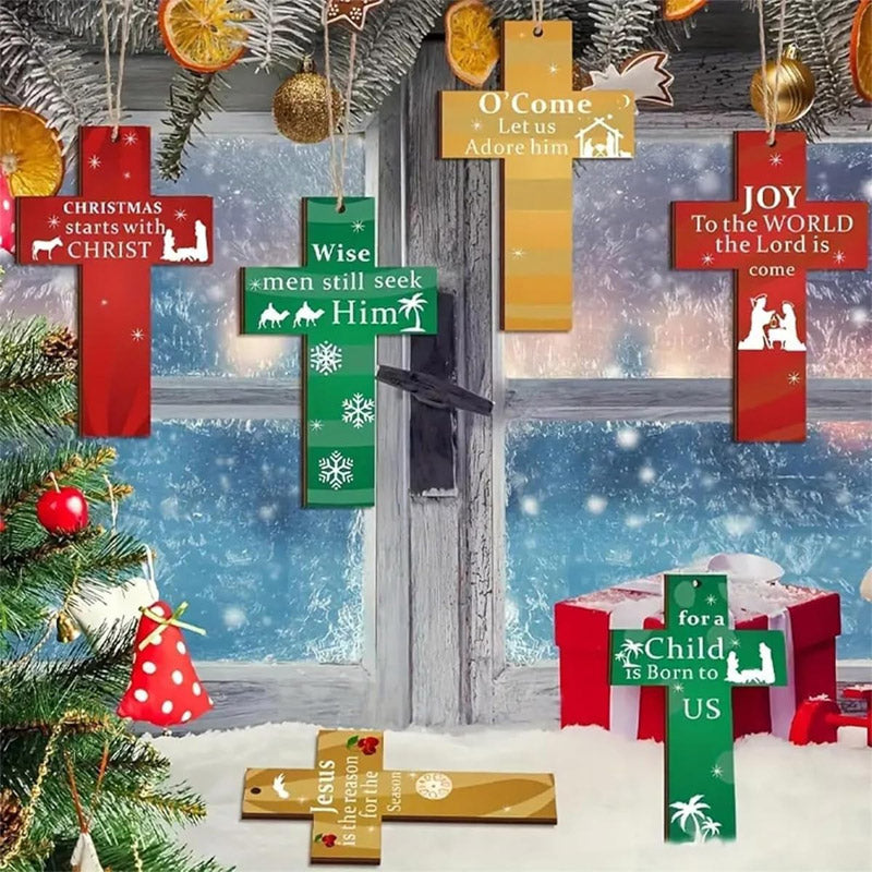 🌲🌲Hanging Wooden Cross Decoration