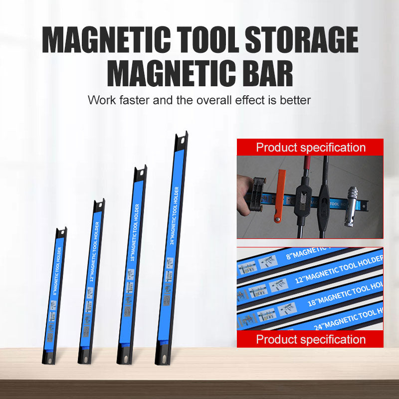 8/12/18/24 Inches Magnetic Tool Bar Black Metal Tool Organizer For Garage&Workshop