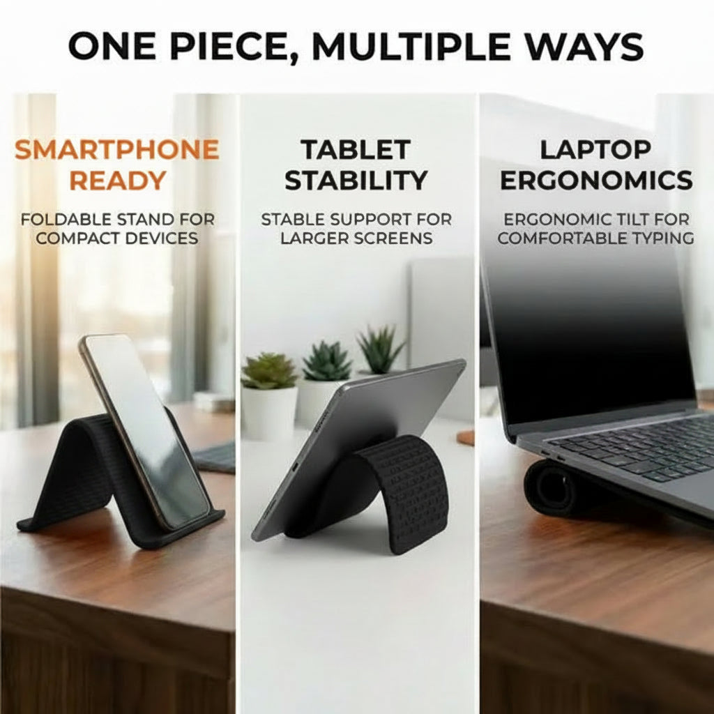 💻📱Flexible Silicone Phone Stand with Aluminum | Foldable Portable Travel Must Have Cellphone Smartphone Folding Mount