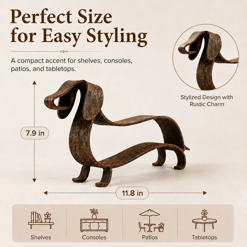 Rustic Dachshund Metal Sculpture