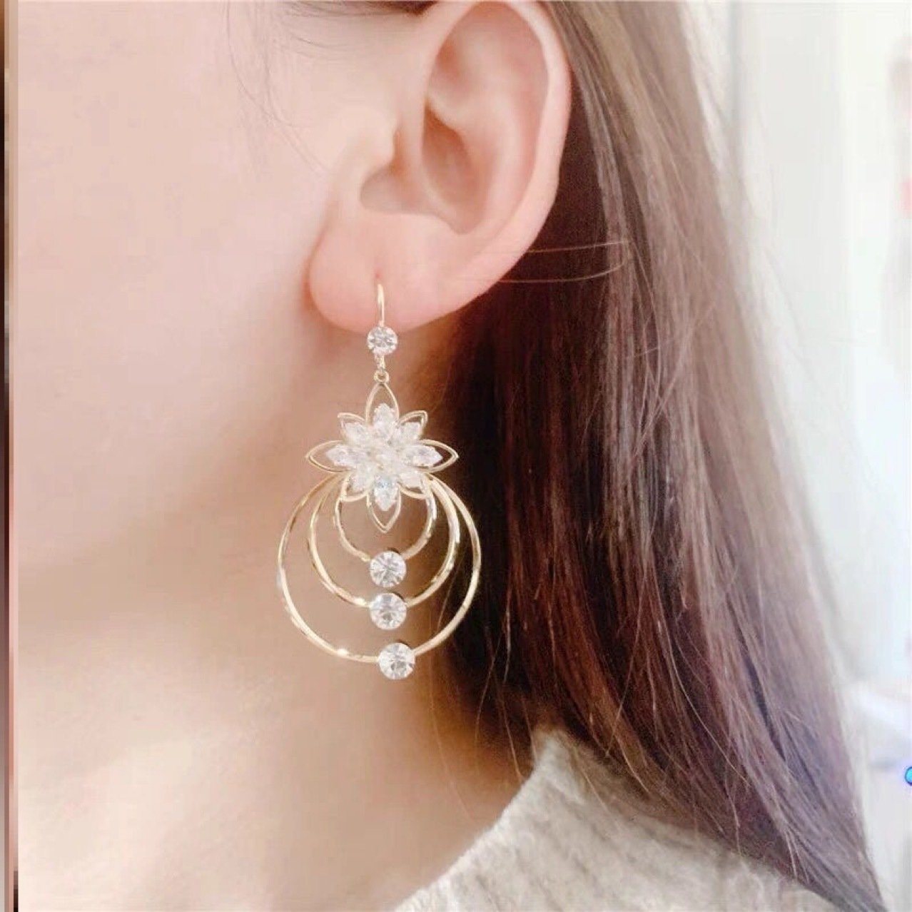 🎄Christmas Promotion-40% OFF🎄Geometric Multi-Layered Circle Flower Earrings