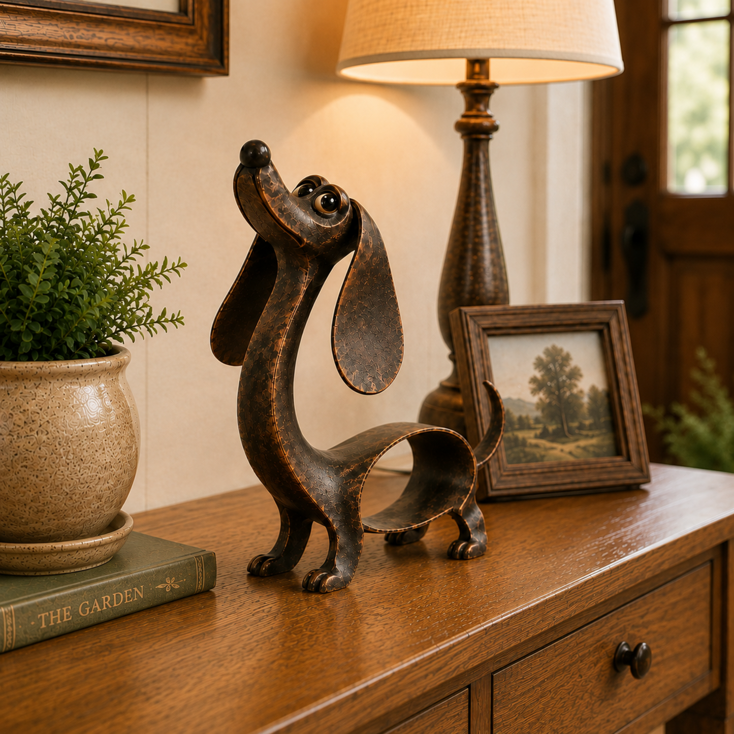 Antique Bronze Dachshund Sculpture