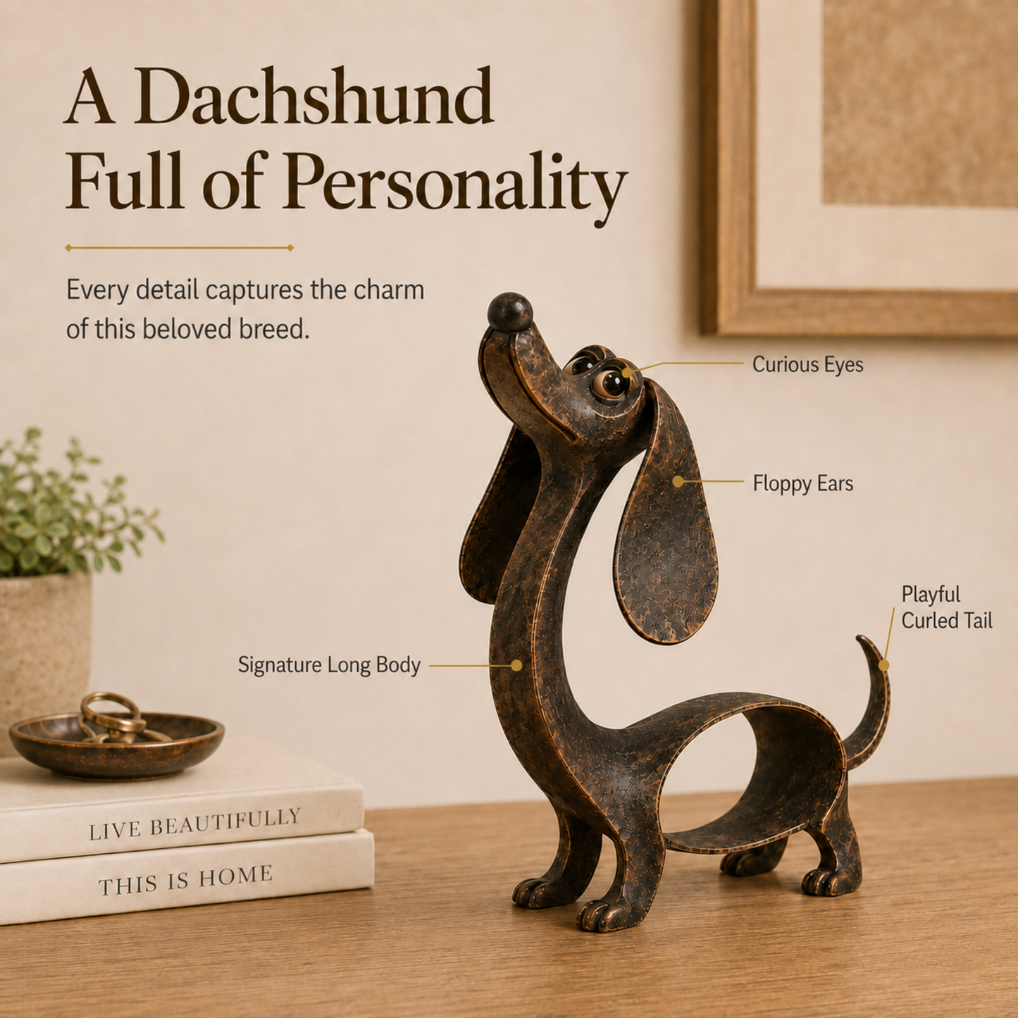 Antique Bronze Dachshund Sculpture