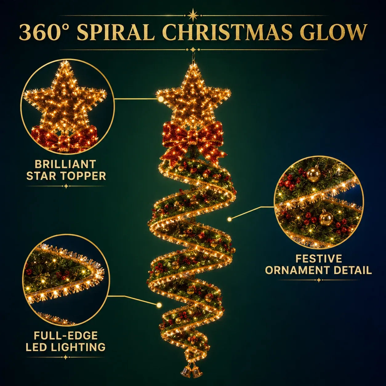 Christmas Magic Spiral Hanging LED Light Collection