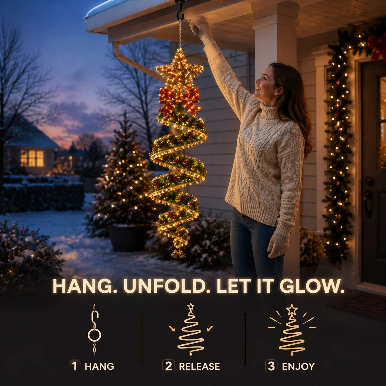Christmas Magic Spiral Hanging LED Light Collection