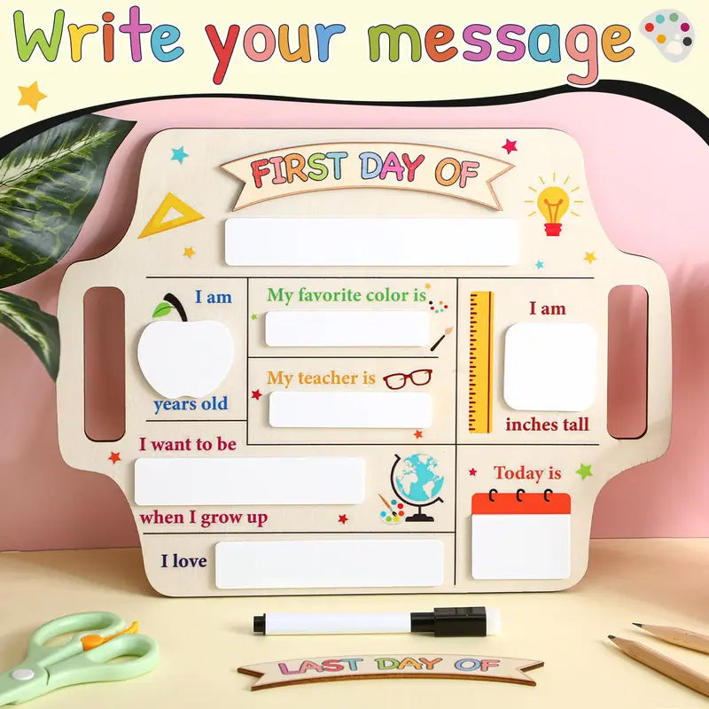 First Day of School Sign & Last Day of School Board - Reusable Photo Prop for Kids