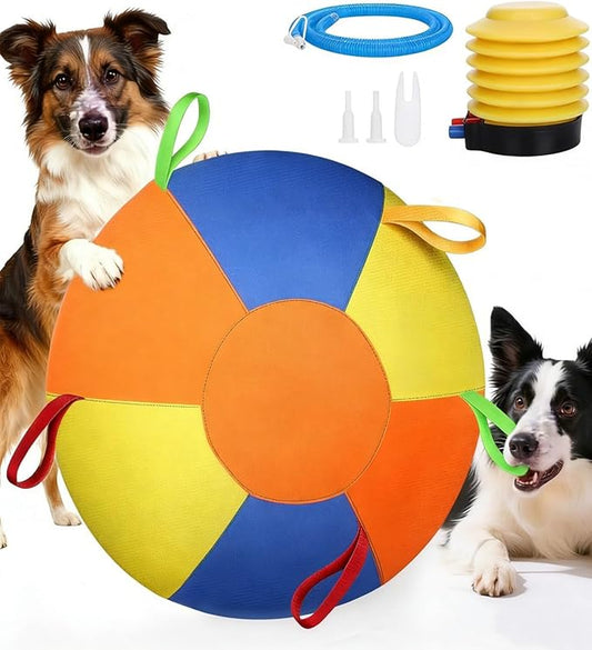 10/18/22" Herding Ball for Dogs & Horses - Tear-Resistant Inflatable Toy with Heavy-Duty Handle Cover & Pump - Durable Exercise Ball for Large Pets