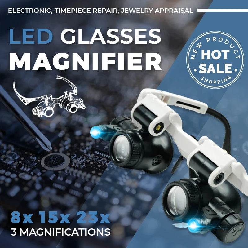 ⚡️Last day - 49% OFF⚡️LED Glasses Magnifier 8x 15x 23x – kitchencoretools