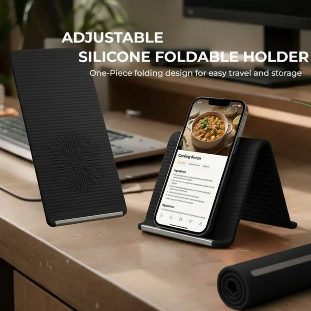 💻📱Flexible Silicone Phone Stand with Aluminum | Foldable Portable Travel Must Have Cellphone Smartphone Folding Mount