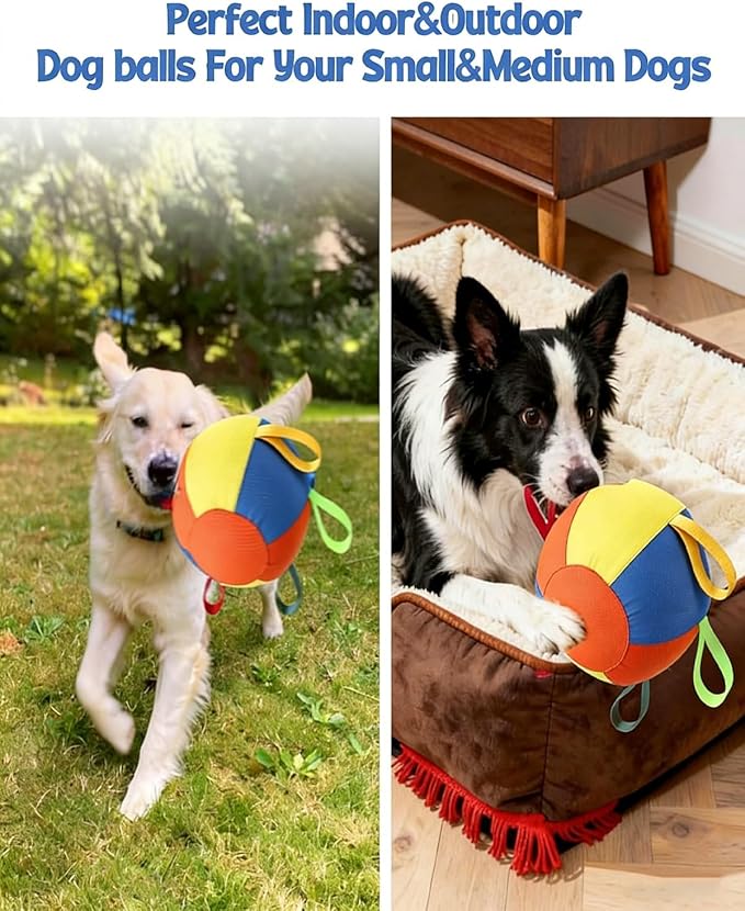 10/18/22" Herding Ball for Dogs & Horses - Tear-Resistant Inflatable Toy with Heavy-Duty Handle Cover & Pump - Durable Exercise Ball for Large Pets