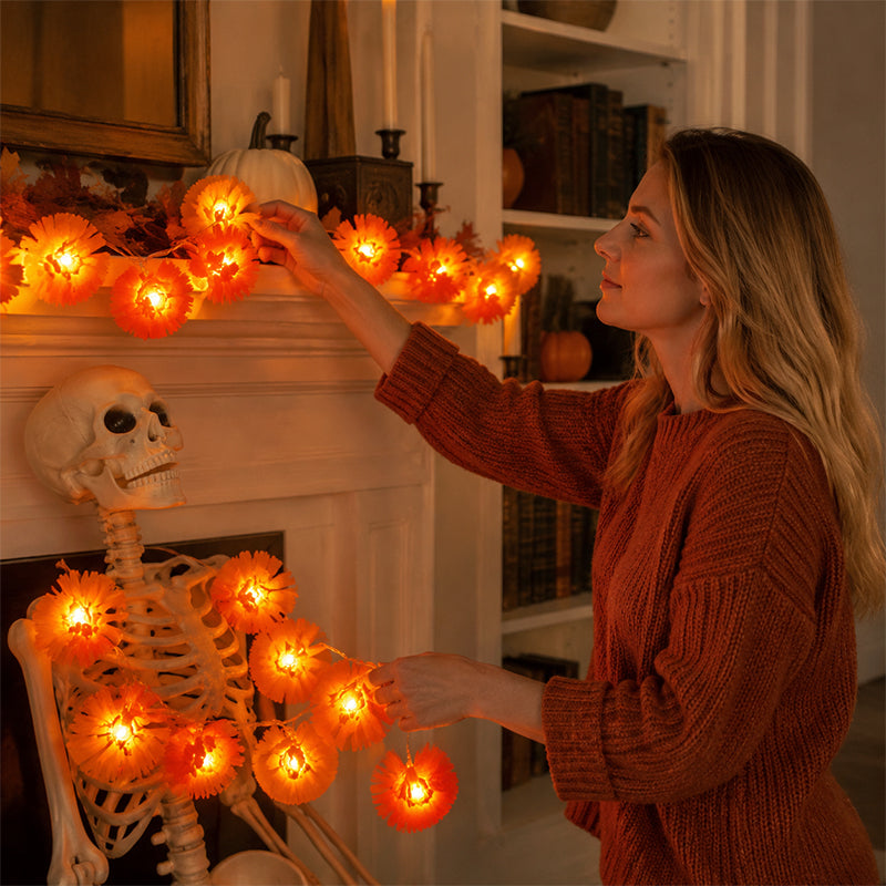 Dahlia-style LED Halloween String Lights