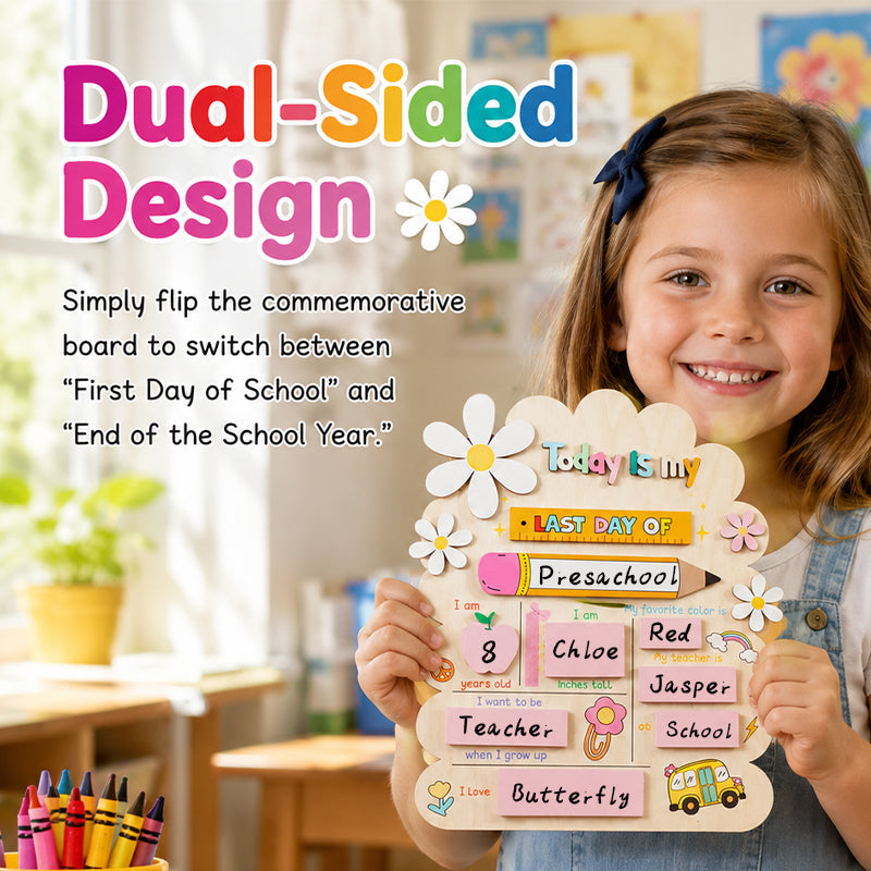 First Day of School Sign & Last Day of School Board - Reusable Photo Prop for Kids