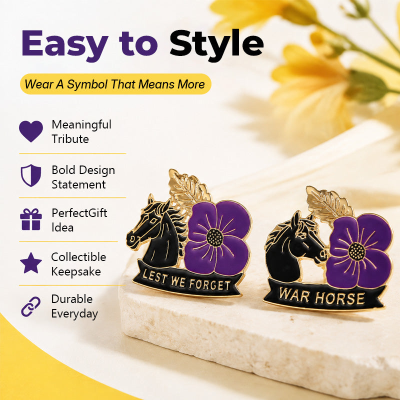 🌺Purple Poppy Horse Memorial Brooch Pin