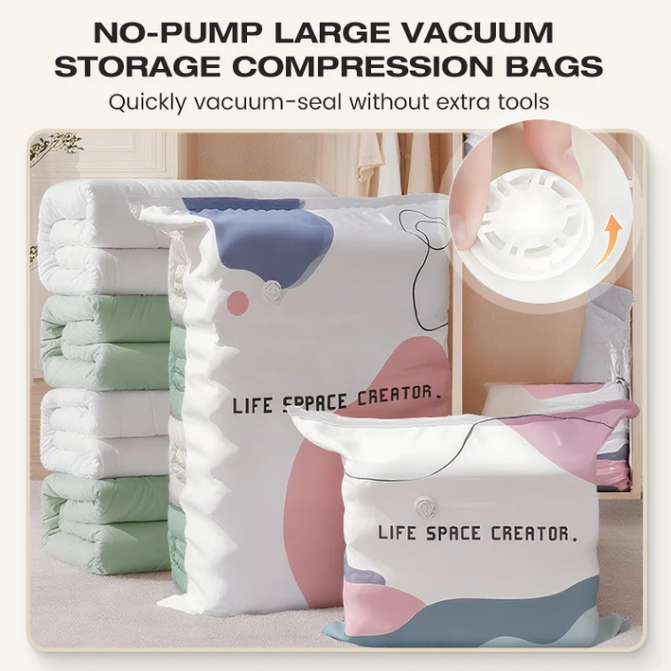No-Pump Large Vacuum Storage Compression Bags