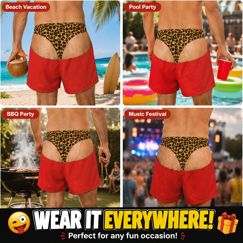 🩳 Men's Leopard Print Beach Shorts
