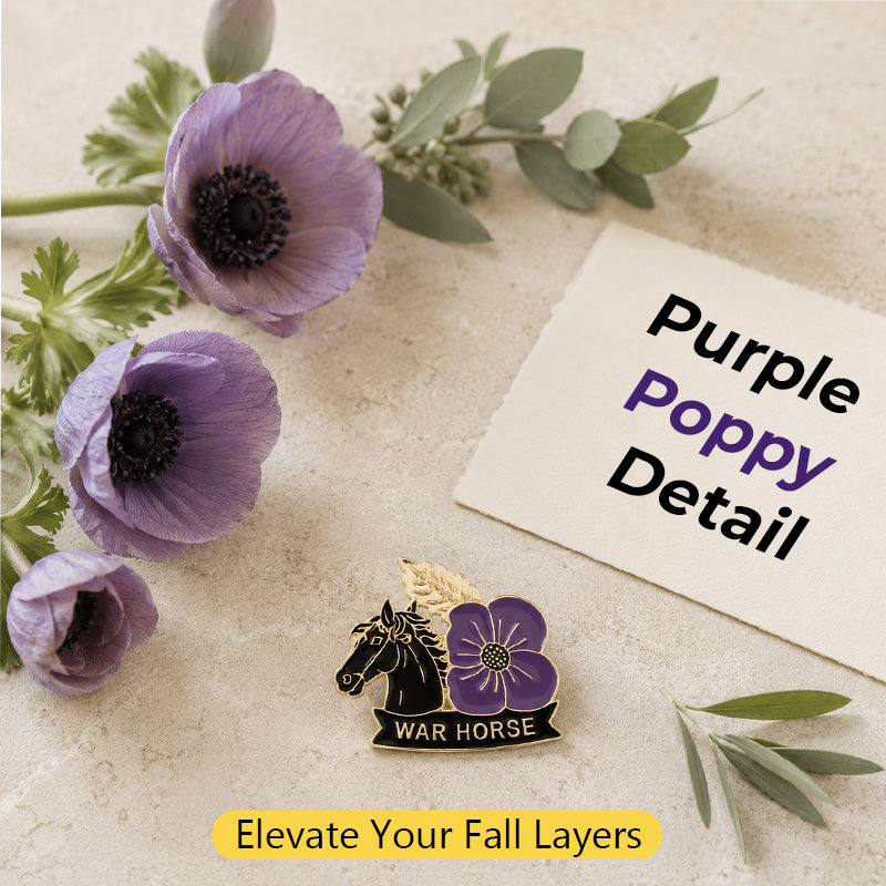 🌺Purple Poppy Horse Memorial Brooch Pin