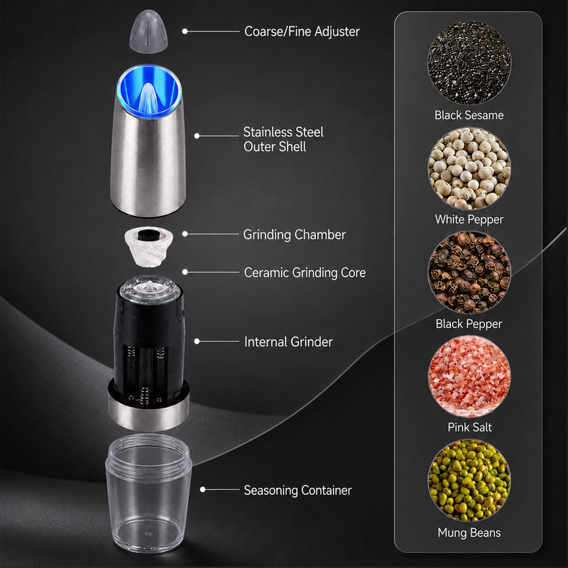 Electric Pepper Grinder - Gravity-Activated Spice Mill for Effortless Seasoning 🧂✨