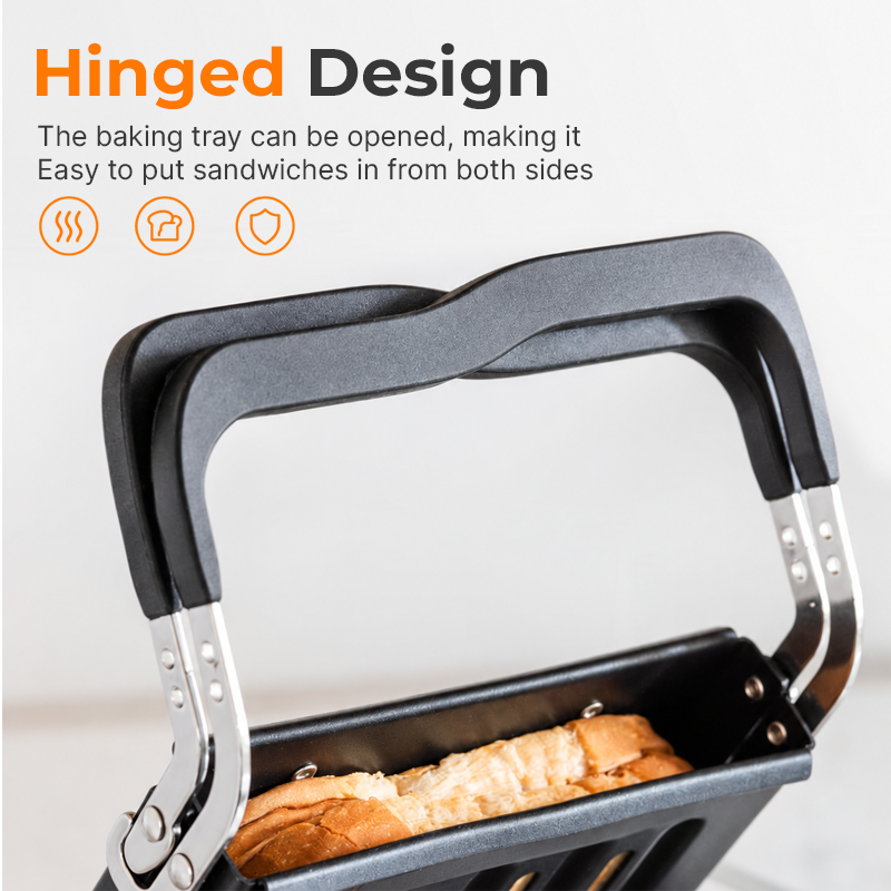 Hinged Sandwich Grill with Ridged Plates