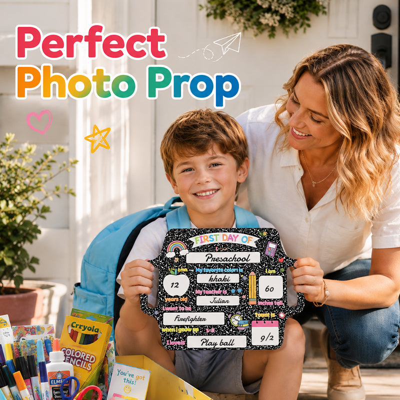 First Day of School Sign & Last Day of School Board - Reusable Photo Prop for Kids