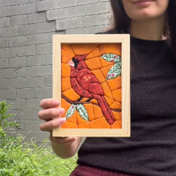 DIY Fabric Art Kit | No-Sew Fabric Mosaic Wall Art Craft with Frame & Tools