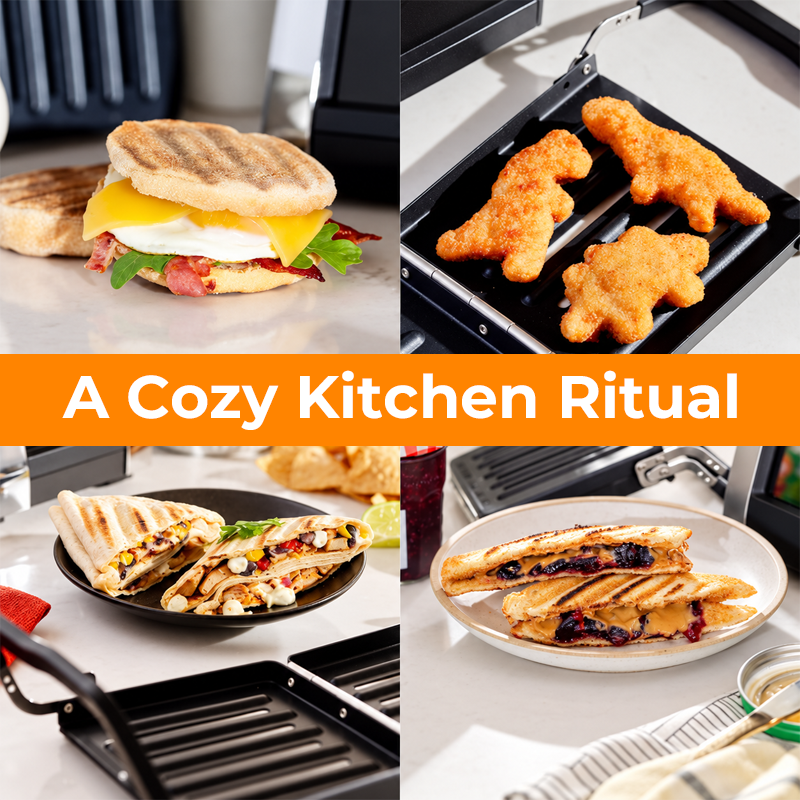 Hinged Sandwich Grill with Ridged Plates