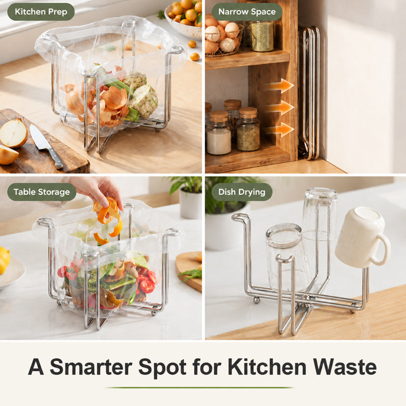 🗑️ Foldable Countertop Trash Bag Holder