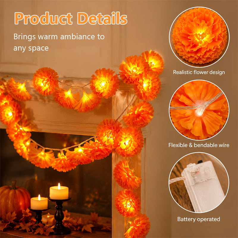Dahlia-style LED Halloween String Lights