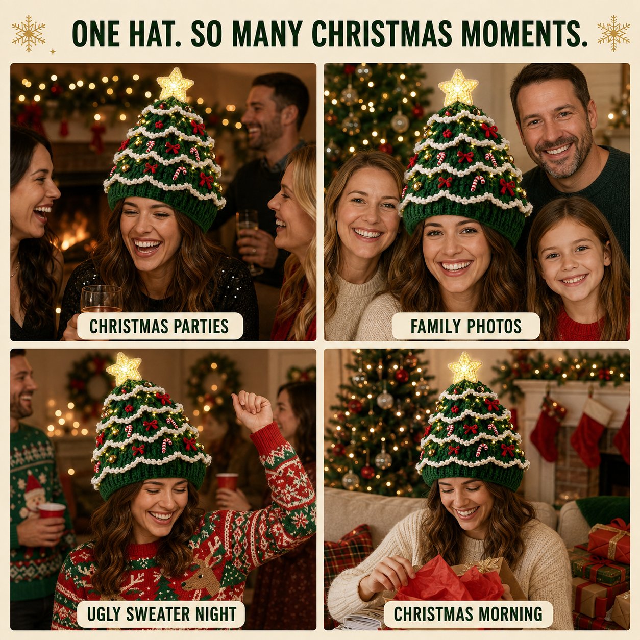 🎄 Beginner‑Friendly Light‑Up Christmas Tree Crochet Hat DIY Kit | Festive Craft Set for New Crocheters