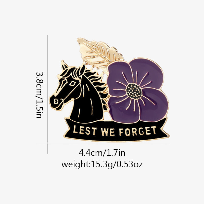 🌺Purple Poppy Horse Memorial Brooch Pin