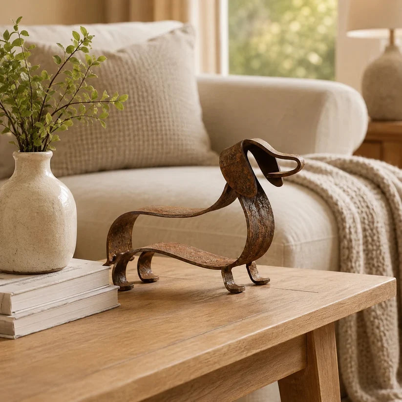 Rustic Dachshund Metal Sculpture