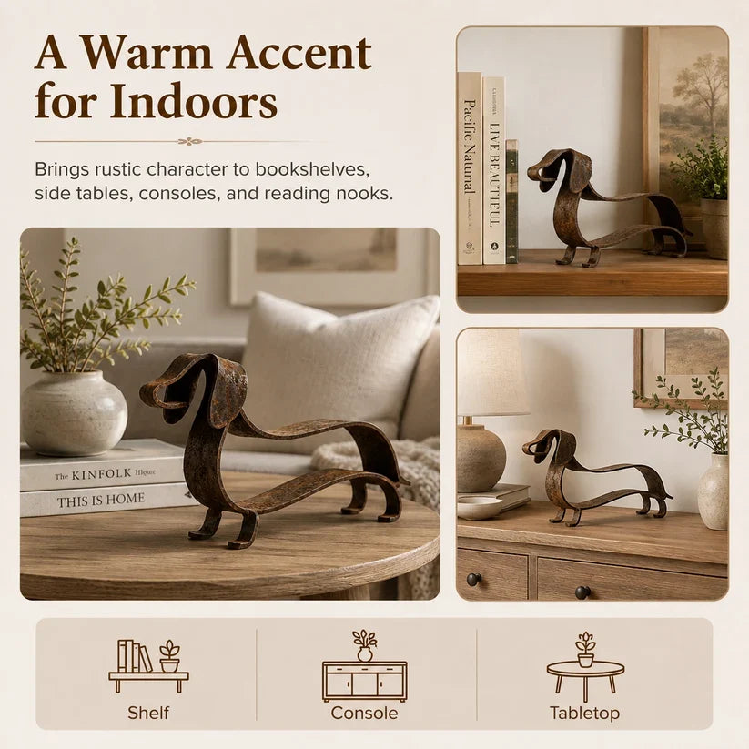 Rustic Dachshund Metal Sculpture