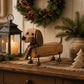 🎄 Wooden Christmas Dachshund Figurine 🐶 Festive Holiday Dog Decor with Scarf