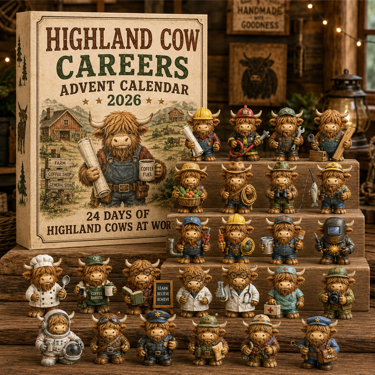 🐮 Highland Cow Careers Advent Calendar 2026 – 24 Days of Country Charm 🎁🤎