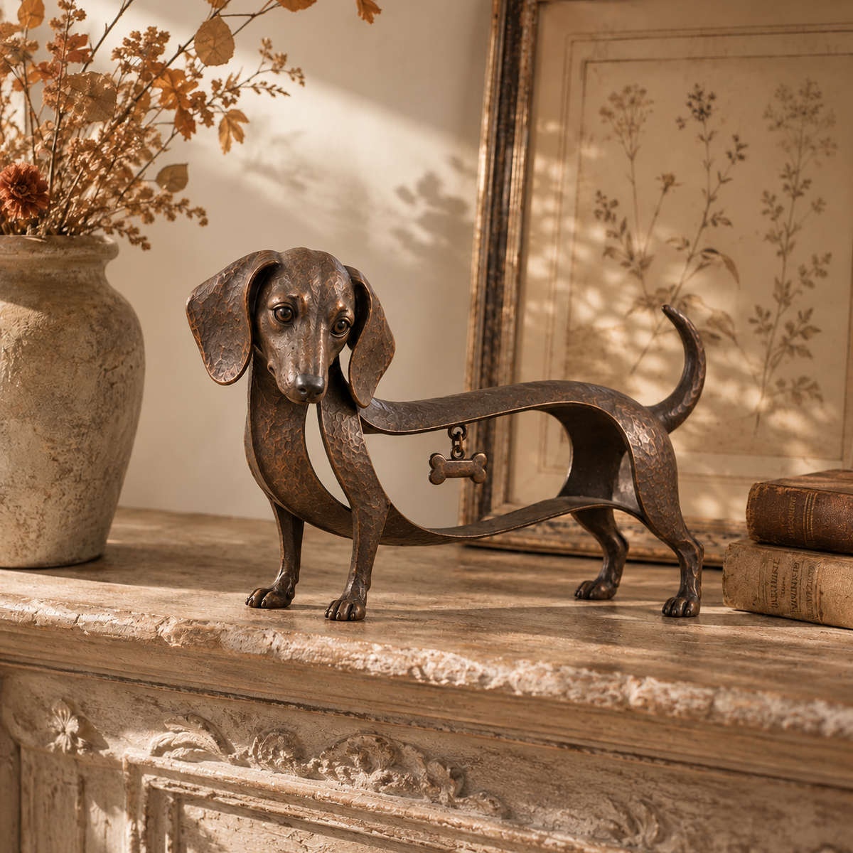 🐾Vintage-style Dachshund Sculpture – A Timeless Classic / Vintage Wrought-Iron Dachshund Ornament