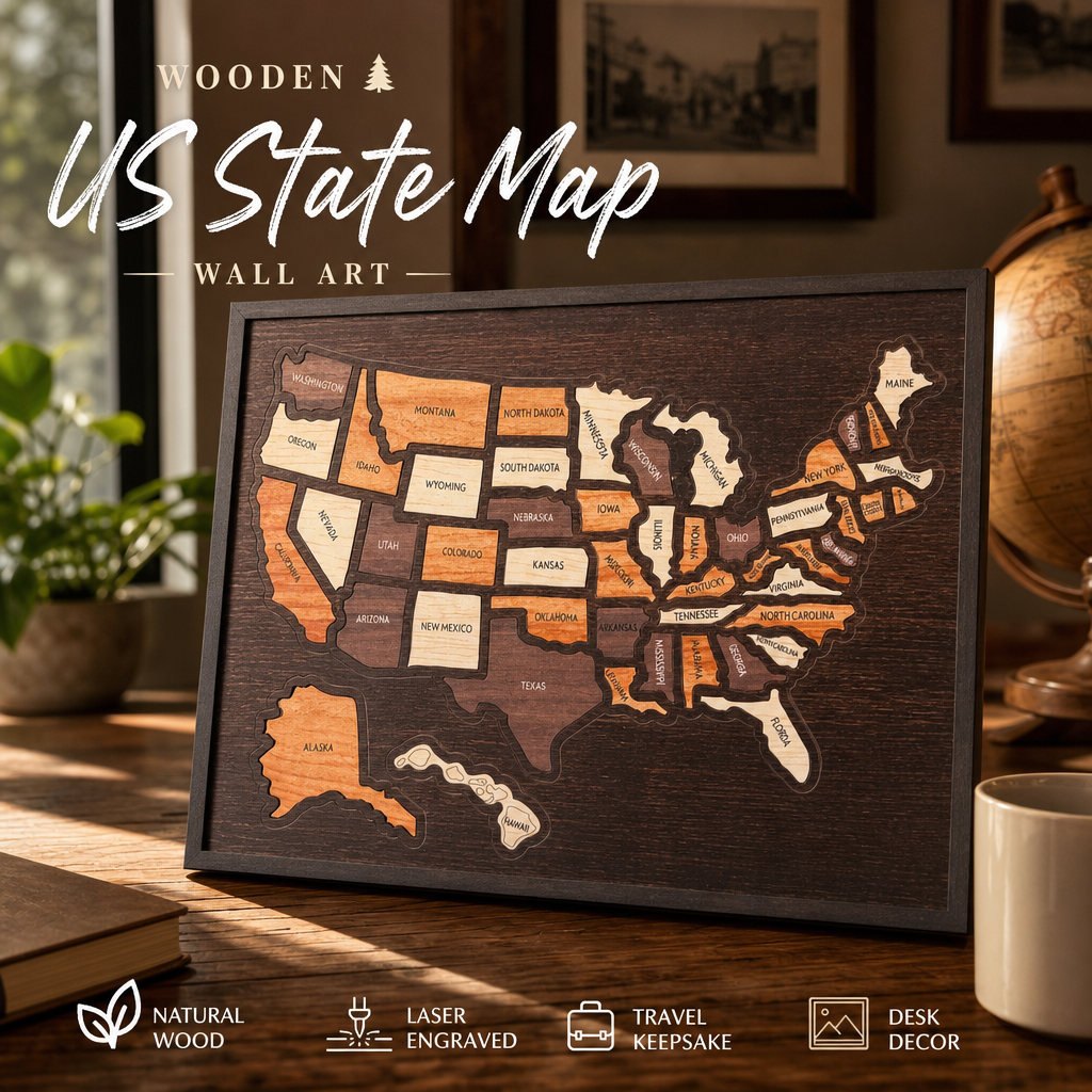 Wooden USA Travel Map Puzzle🧩A Stylish Way to Track Your Journey & Memories