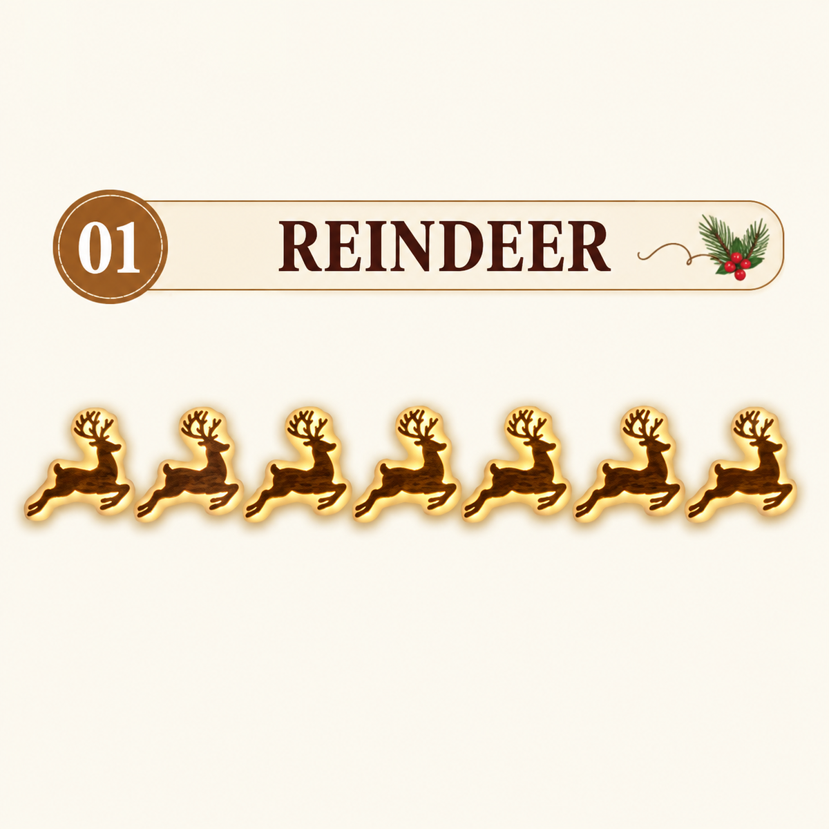 LED Reindeer Wall Decorations - Festive Christmas Lighting