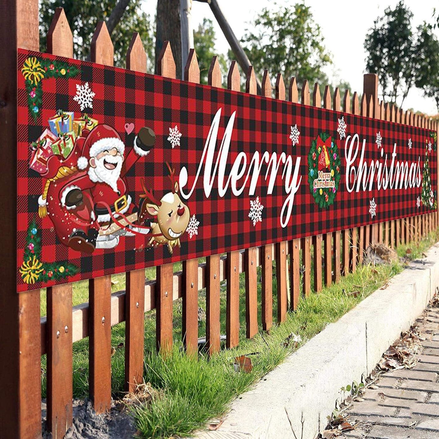 Christmas Outdoor Banner Flag Pulling